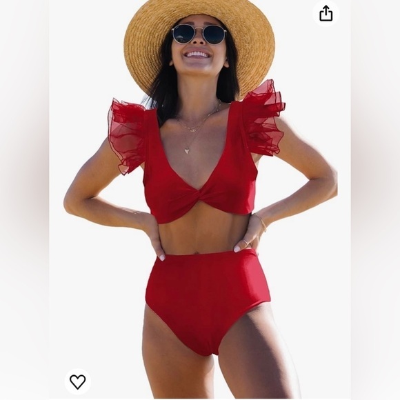 sporlike Other - Women High Waisted Swimsuit tulle bow Bikini Twist Front Bathing Suit XL